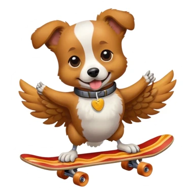dog riding skateboard eating chicken wing sticker