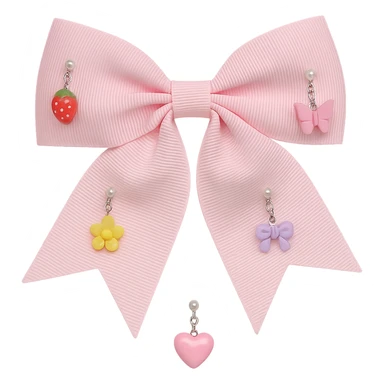 kpop bow with tiny charms and beads, cute and trendy, remove background sticker