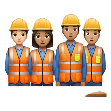 group of railway engineers mixed races and genders behind a table sticker