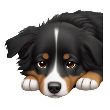 Small black australian shepherd dog sleeping  sticker
