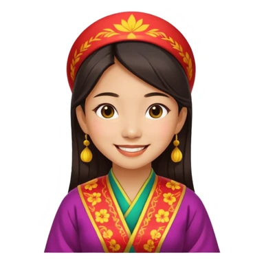 Asian girl wearing traditional Vietnamese clothes sticker