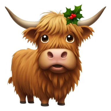 Highland cow with Christmas hat sticker