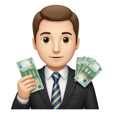 AN UNCLE with a tie in business clothes and with euro money
 sticker