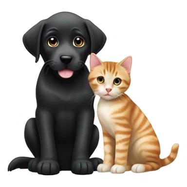 Black lab with tabby kitten sticker
