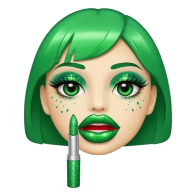 green lipstick with glitter sticker
