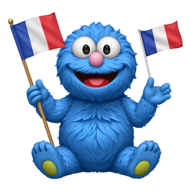 cookie monster with french flag sticker