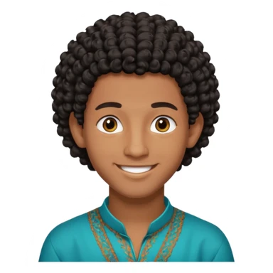 Young man with black curly hair cascade Haircut and dark skin, moroccan / amazingh race sticker