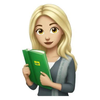 blonde beautiful ukrainian girl with her new released green book  sticker