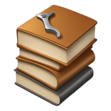 isometric thick BOOK with picture of wood, welder, leather, tools sticker
