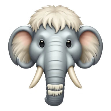 cartoon white mammoth head with large tusks sticker