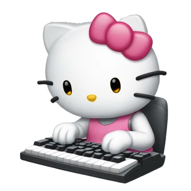 Hello kitty who typing on a keyboard gaming sticker