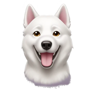 Happy white husky with brown eyes and pink nose sticker