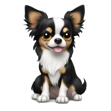 Black tri and Merle long haired chihuahua sticker