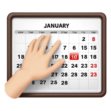 Flipping the calendar of January without guy sticker