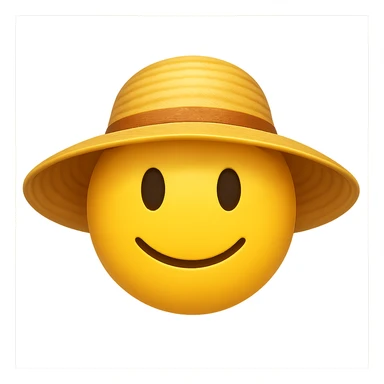 yellow face with yellow sun hat emoji, digital illustration sticker