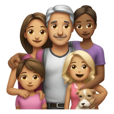 papa, mama, niña, niña, un bebe y una mascota sticker