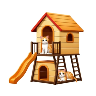 cats relaxing in a vertical playhouse sticker