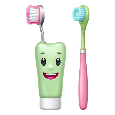 light green and pink floral toothbrush and toothpaste sticker