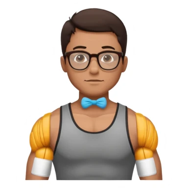 Male core muscles white dark brown hair round glasses sticker