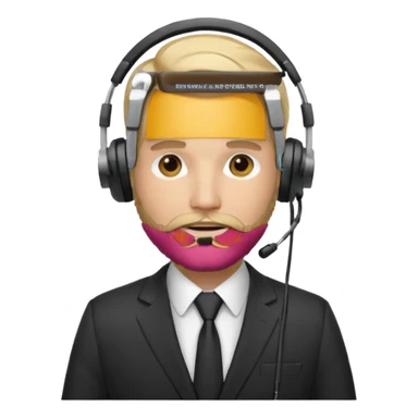 a sales agent with headphones and beard blonde hair sticker