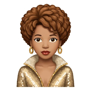 Macy Gray with brown hair, ivory sequin outfit sticker