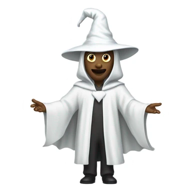 Man in ghost costume with pointy hat sticker