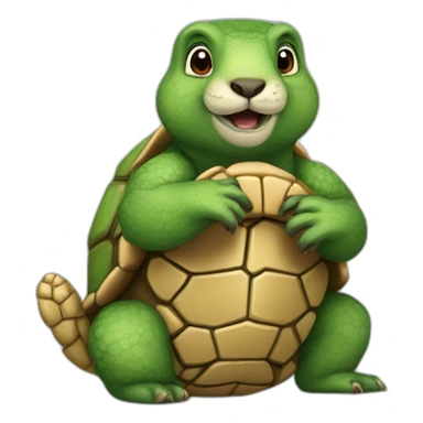 marmotesur une tortue sticker