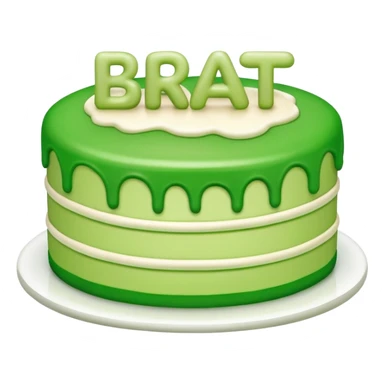 Bright green cake with the word brat  sticker