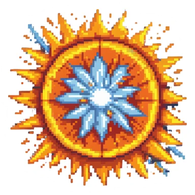 Bomberman explosion center tile animation frame 3, fading fiery explosion core, yellows and oranges, more transparency at edges, explosion starting to dissipate sticker