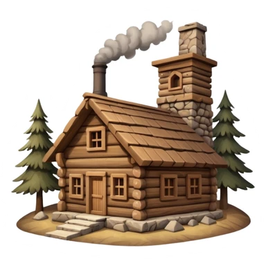  wooden house made of logs in the mountains sticker