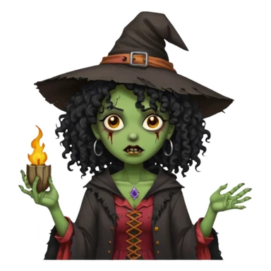 black curly hair, dark skin Zombie Witches sticker