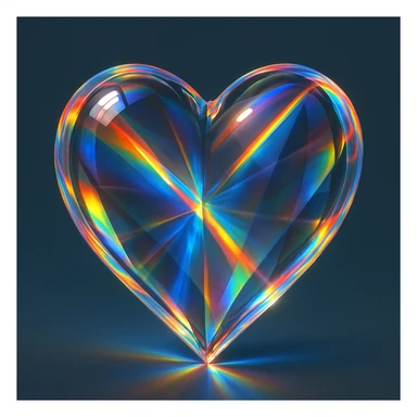 heart with a glass prism effect, digital illustration sticker