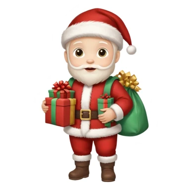 baby Santa Claus is carrying a bag of presents  sticker