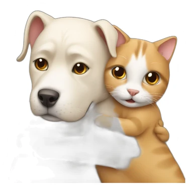 cat hugs dog  sticker