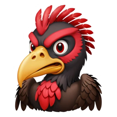   Old black and red angry  vulture looking ahead sticker