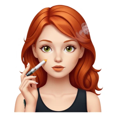redhead girl with electronic cigarette sticker