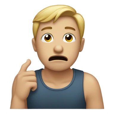 Cryingwith one hand on the mouth and another pointing head sticker