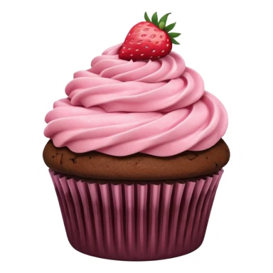 Chocolate cupcake with pink strawberry frosting sticker