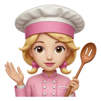 Pink chef hat princess peach with a hand sticker