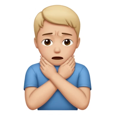 Person crying and chocking themselves with arms crossed sticker