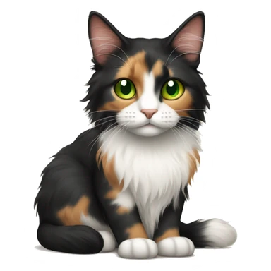 Long haired calico cat green eyes sticker