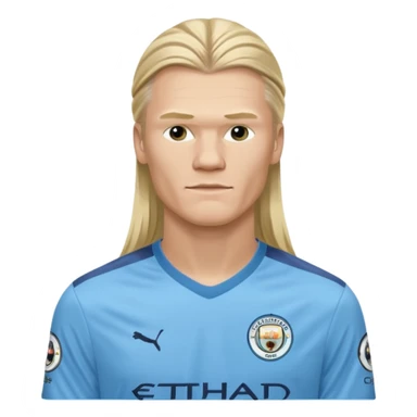 Erling Haaland long hair Manchester City sticker