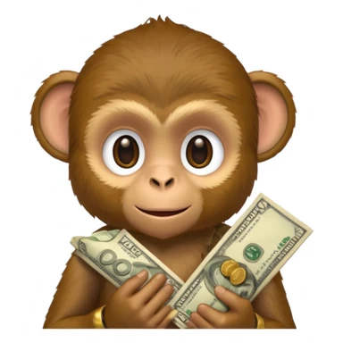 monkey holding money on sholdure sticker