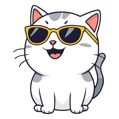 Cat with sunglasses and laughing sticker