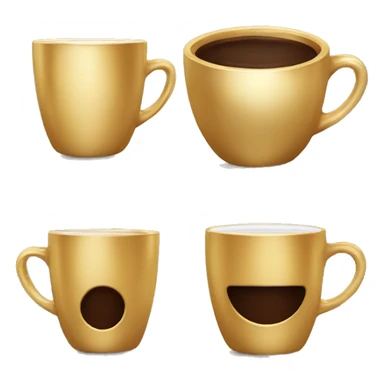 gold dual cup with brown coffee same as bottom a lttle bigger also coffee there sticker