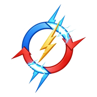 Red and blue lightening in a circle shape with effects like real one  sticker