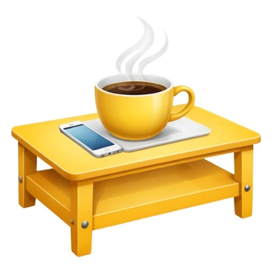 yellow coffe table, coffee on top
 sticker