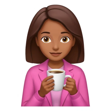 Mulher morena tomando café  com roupa rosa esfriando o café  sticker