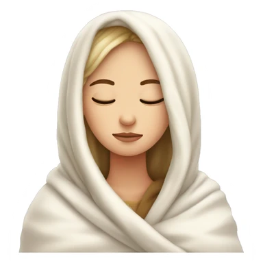 Cozy white girl wrapped in blanket with her eyes closed  sticker