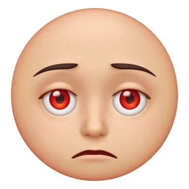 very tired with red-ish eyes. circle emoji sticker
